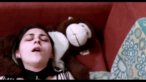 Teen in sexy bodysuit fucks hard on a leash